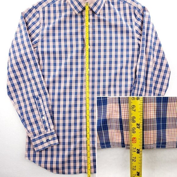 Banana Republic Non-Iron Tailored Slim Fit Shirt Plaid Cotton Men Large - Picture 3 of 10
